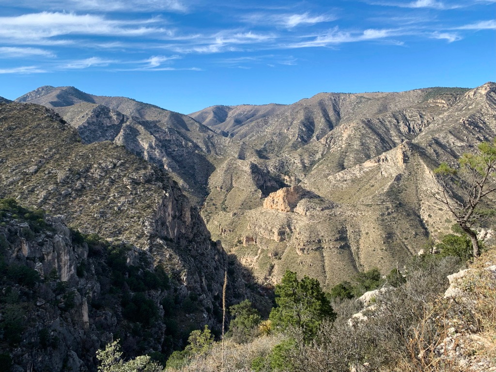 A view of the surrounding mountains at Guadalupe Mountains National Park