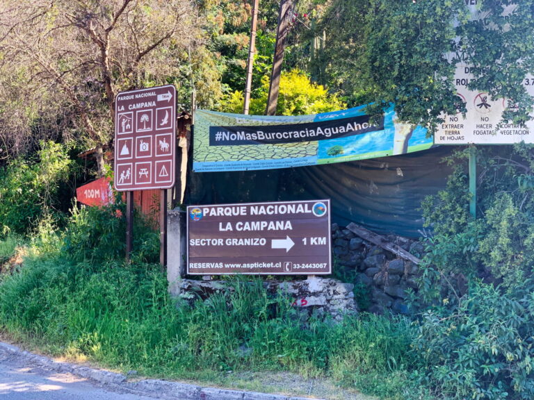 Sign to La Campana National Park