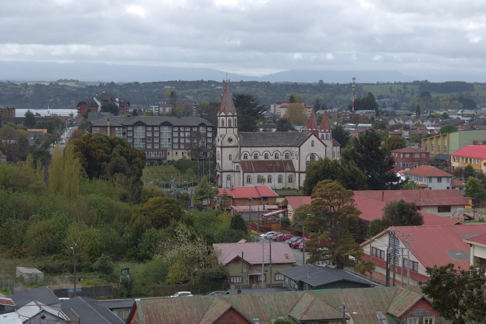 View of the church in Puerto Varas from Monte Carlo