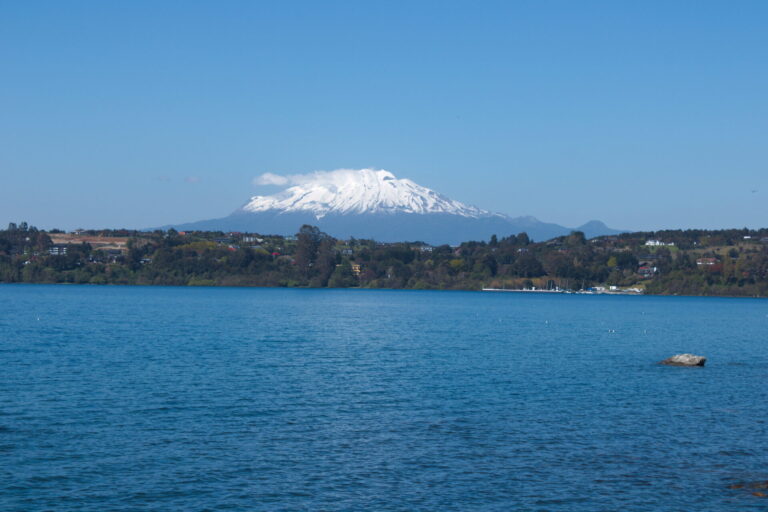 View of the Osorno Volcano from the town of Puerto Varas, Chle