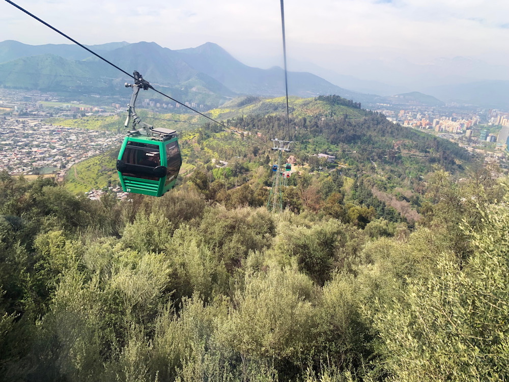 View from the cable car at San Cristobal in Santiago