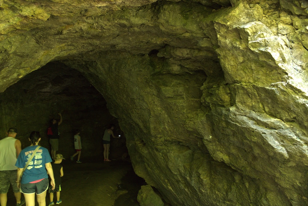 Walking into a cave at Maquoketa Caves State Park