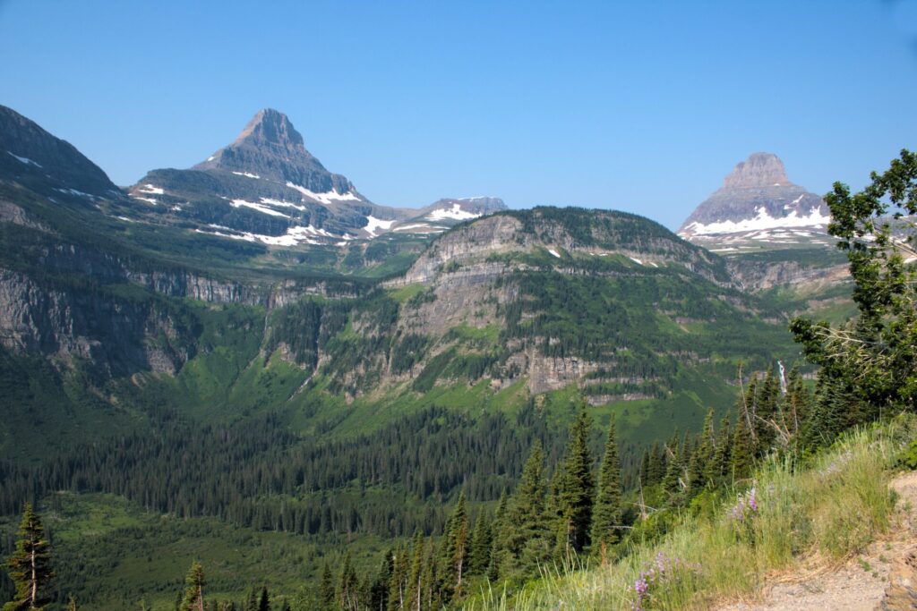 Mountain views along Going to the Sun Road at Glacier National Park