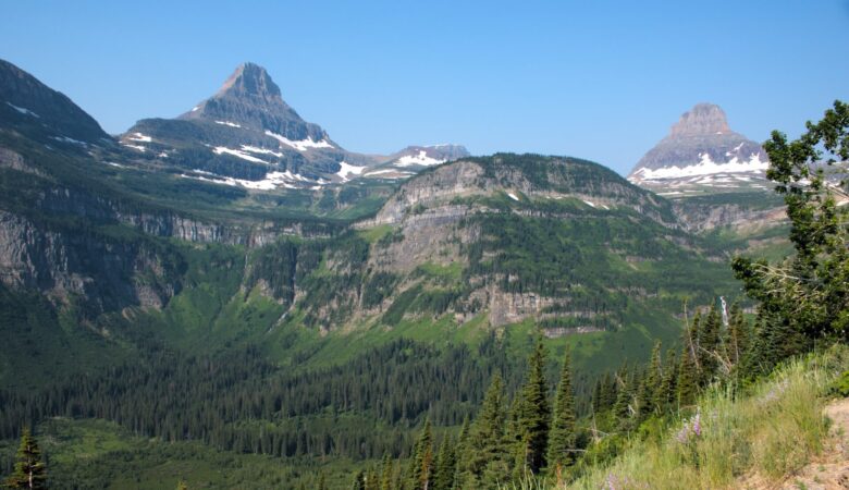 Mountain views along Going to the Sun Road at Glacier National Park