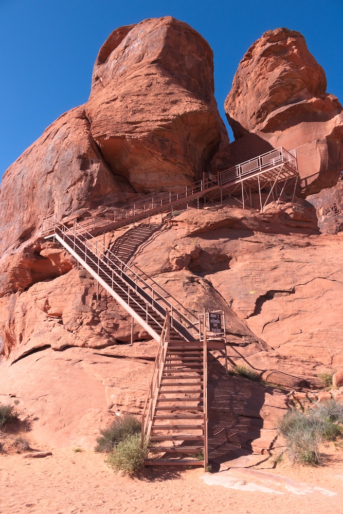 Stairs to Atlatl Rock at Valley of Fire State Park