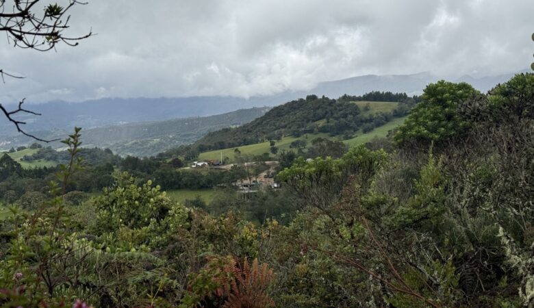 View of Colombia mountains from Guatavita Lagoon