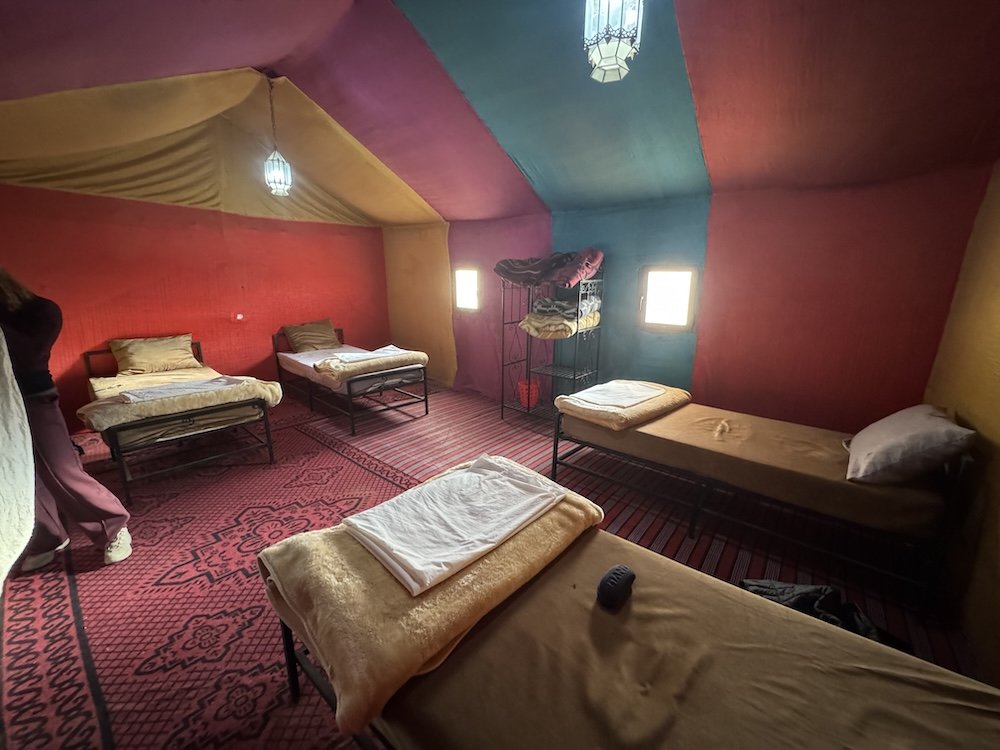 Our spacious tent in the Sahara Desert