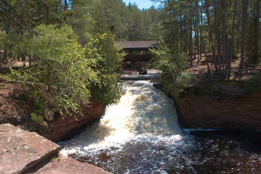 Amnicon Falls waterfall and historic bridge