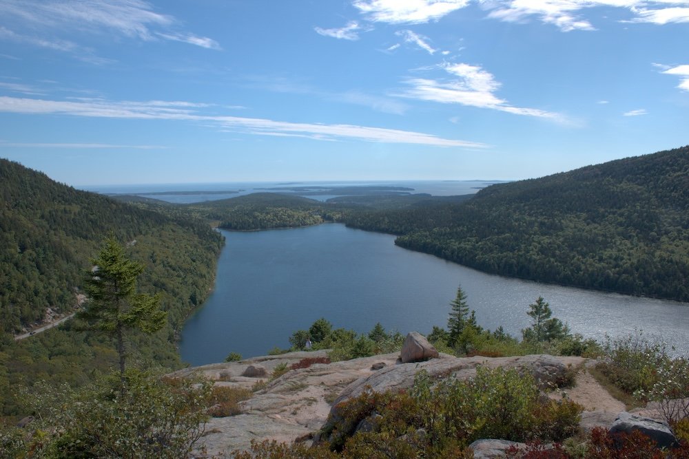 View of Jordan Pond from the South Bubble at Acadia National Park