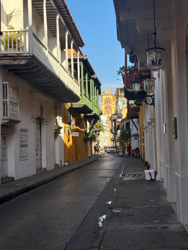 Looking down a street in Cartagena's Old City