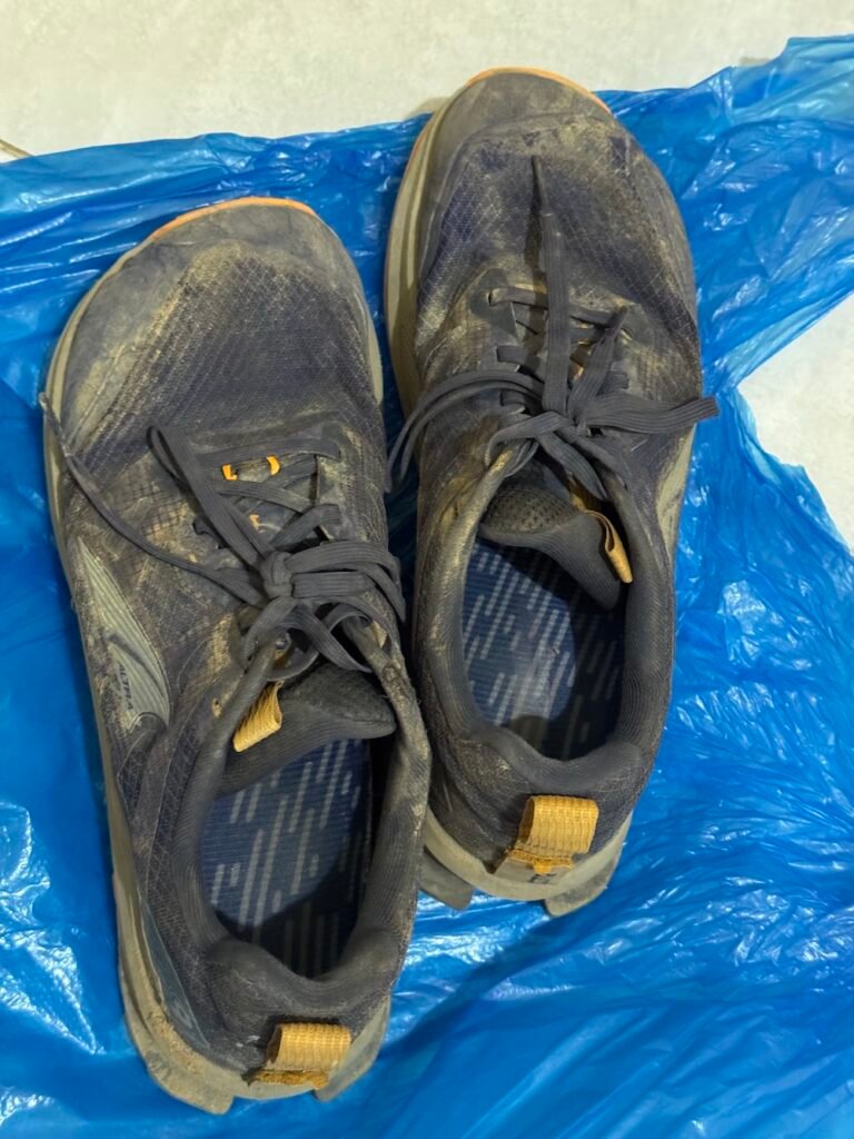 Dirty hiking shoes after the Lost City Trek