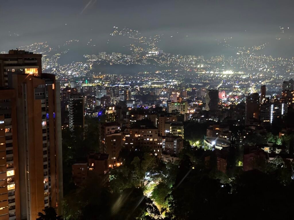 Overlooking Medellin, Colombia at night
