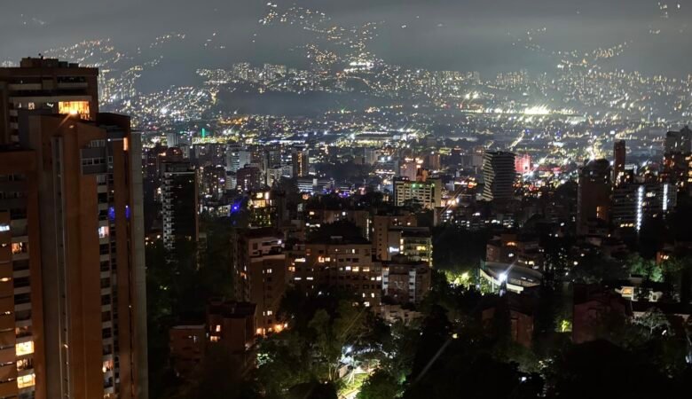 Overlooking Medellin, Colombia at night