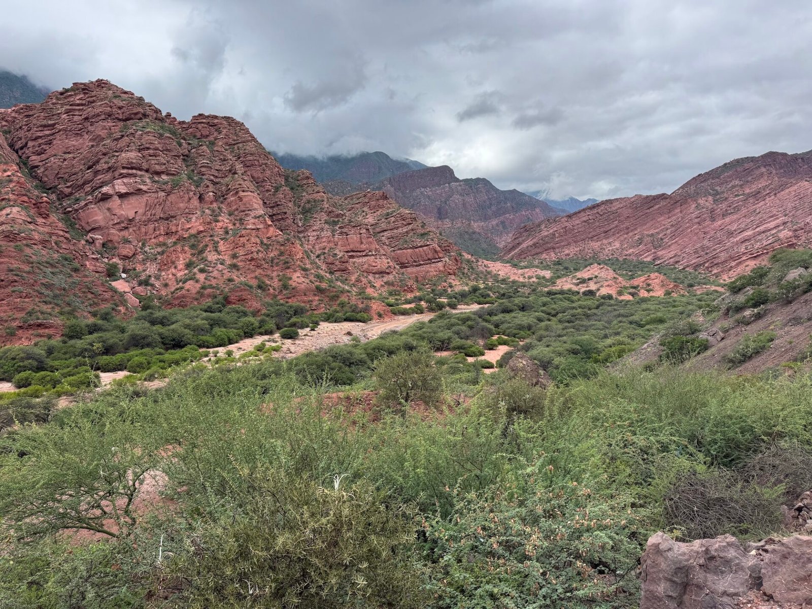 View along the highway to Cafayate featuring red mountains