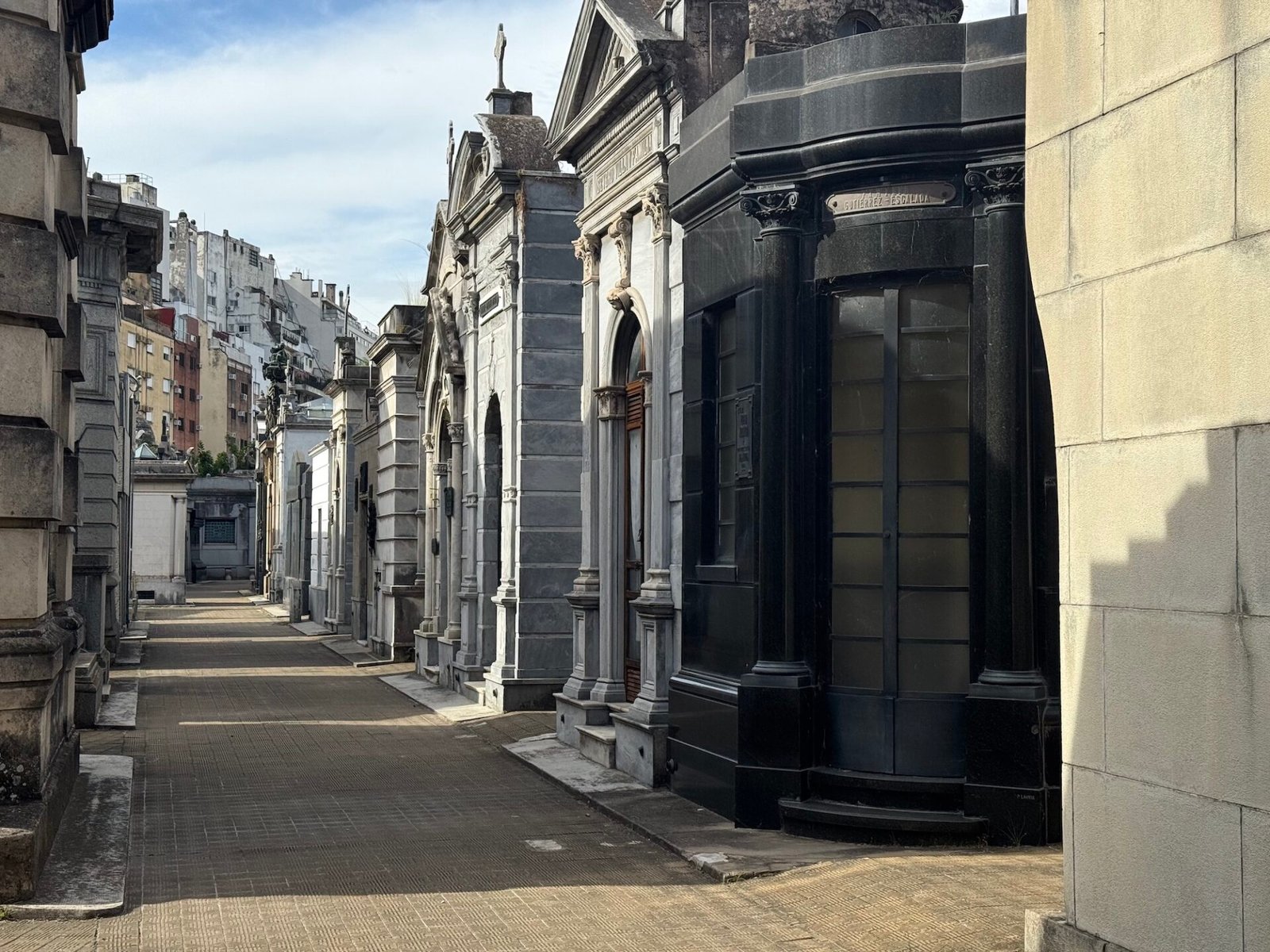 Mausoleums lining the walkways in Recoleta Cemetery in Buenos Aires