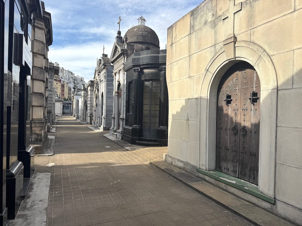 Mausoleums lining the walkways in Recoleta Cemetery in Buenos Aires