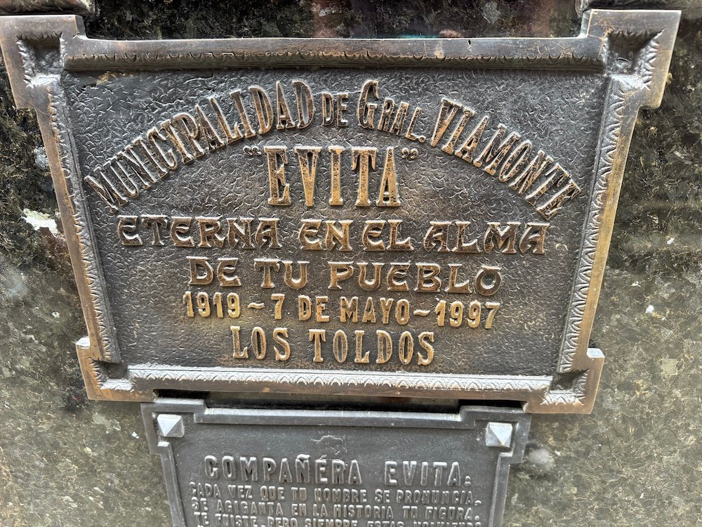 Plague for Eva Peron in Recoleta Cemetery