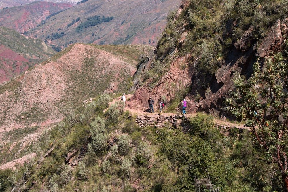 Inca Trail along a mountain in Bolivia