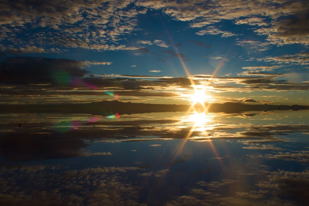 Sunrise on the Uyuni Salt Flats