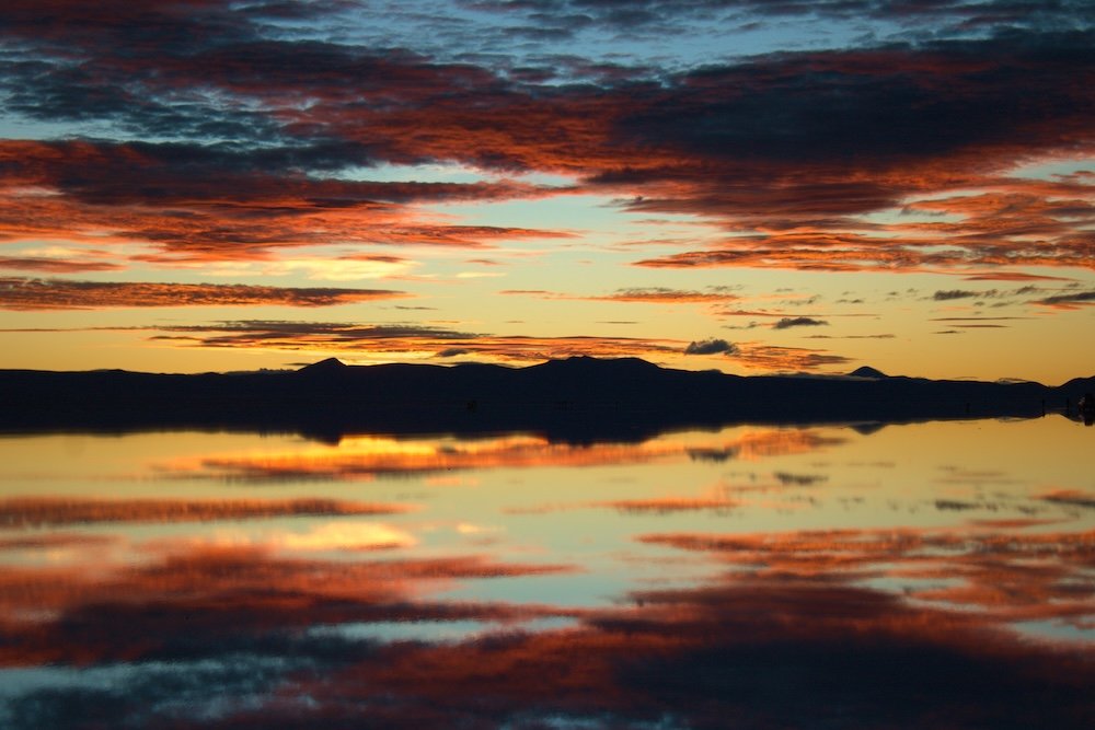 Sunrise on the Uyuni Salt Flats