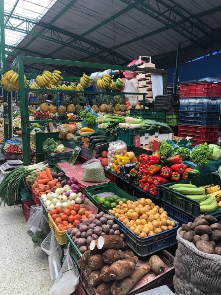 Vegetable display at Bogota Fruit Market