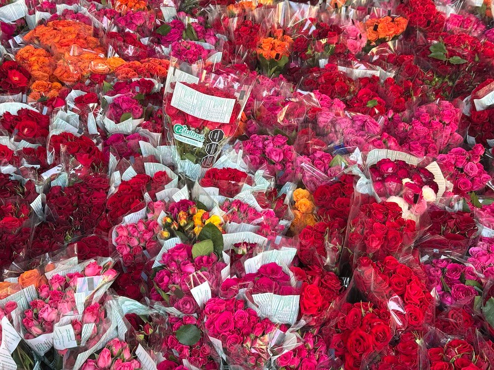 Flower display at Bogota Fruit Market