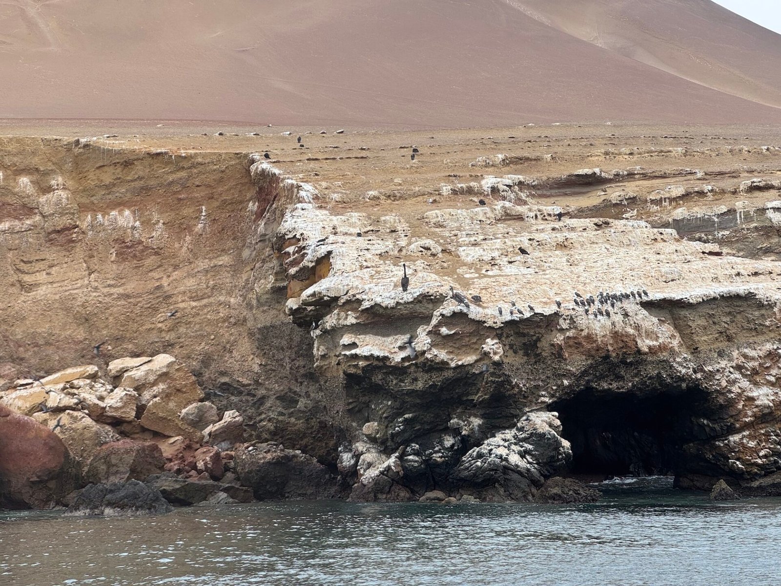 Rock formations and birds on the Las Ballestas Islands