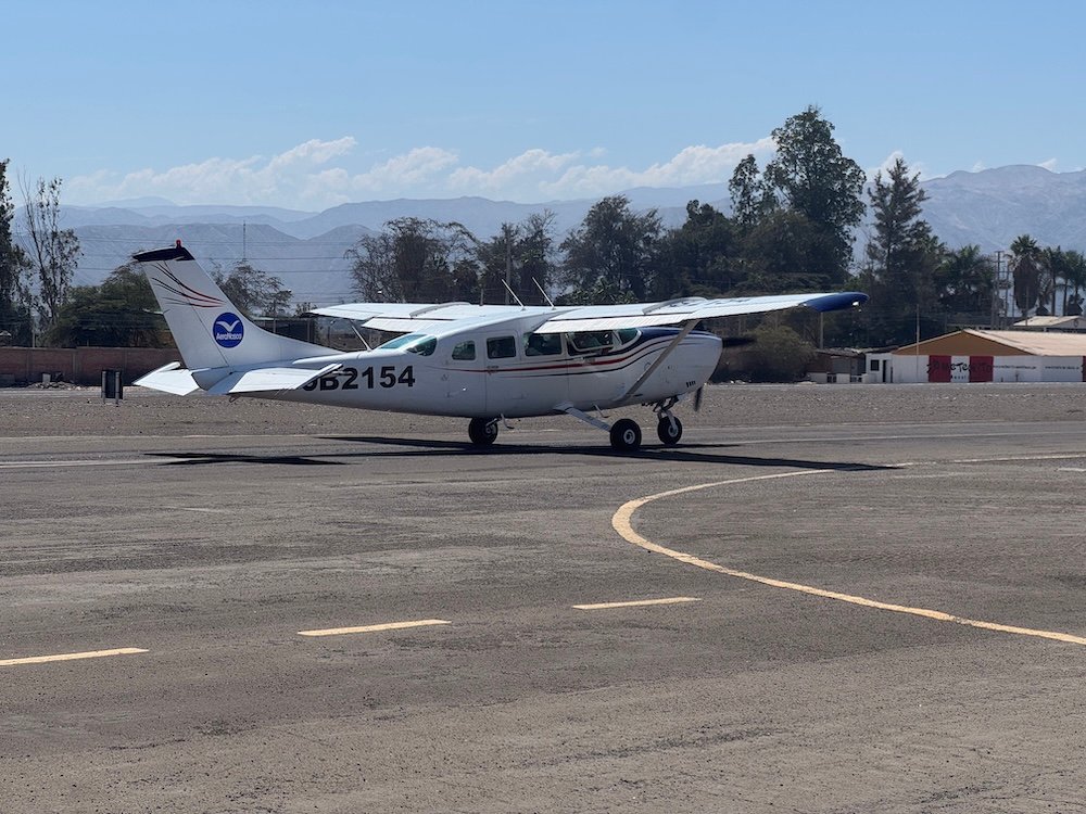 Small Cesna plane that's used for Nazca Lines Flights