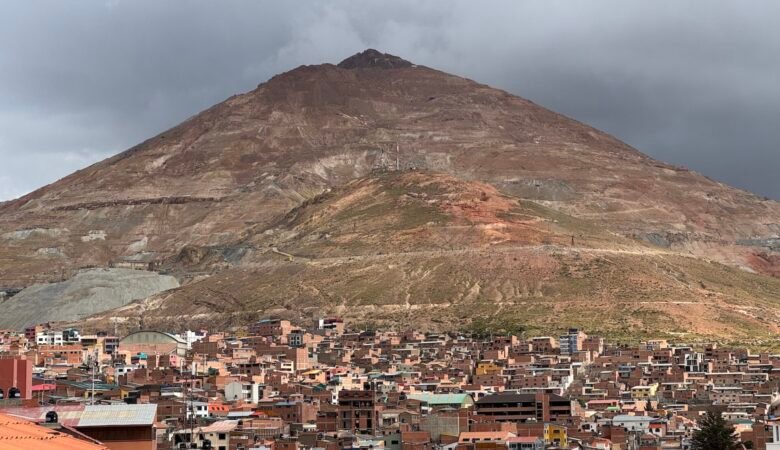 Cerro Rico Mountain towering over the city of Potosi