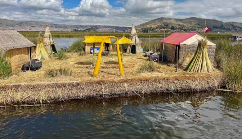 One of the Uros Floating Islands made of reed