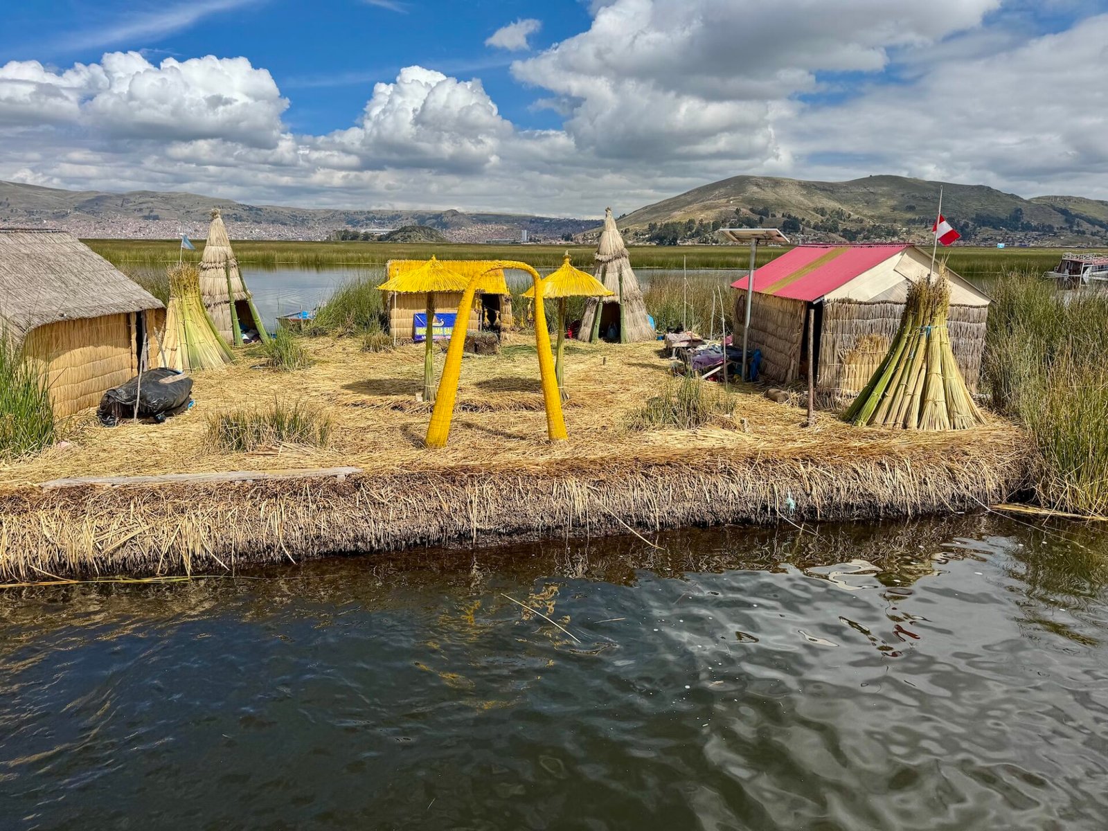 One of the Uros Floating Islands made of reed