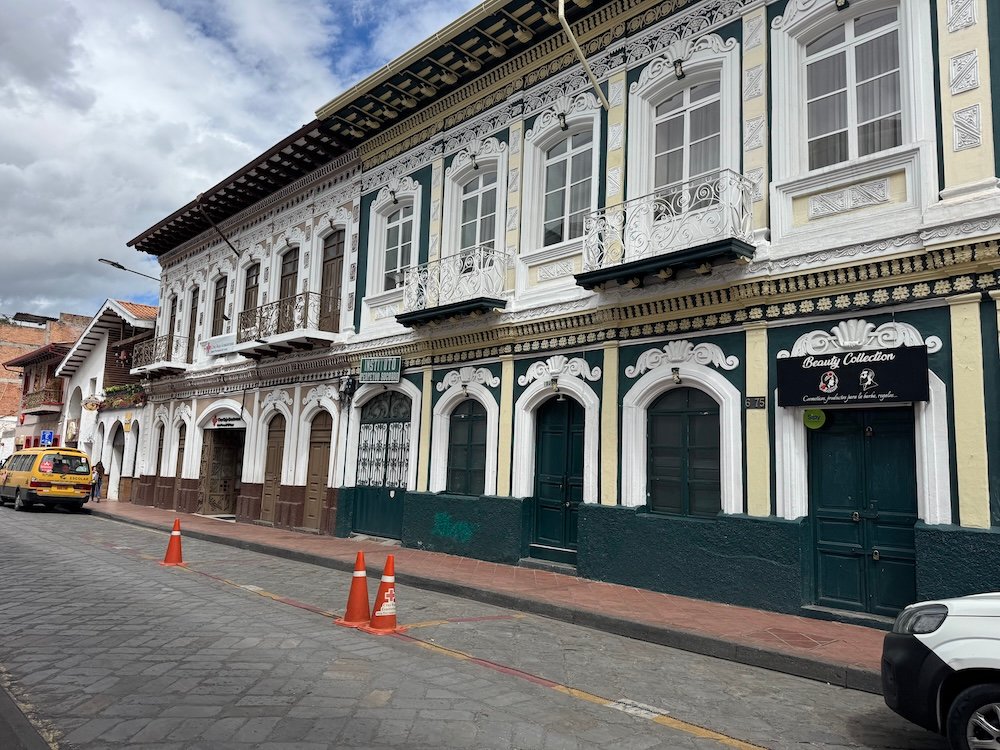 Decorative colonial architecture in Cuenca, Ecuador