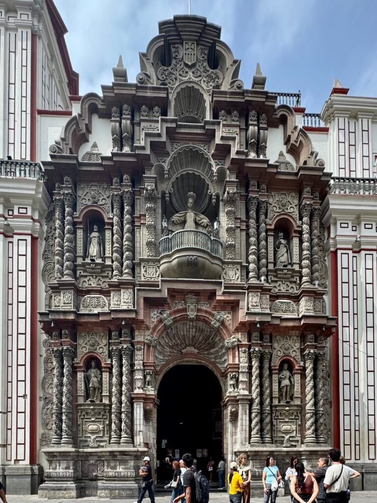 Intricately decorated church in Lima