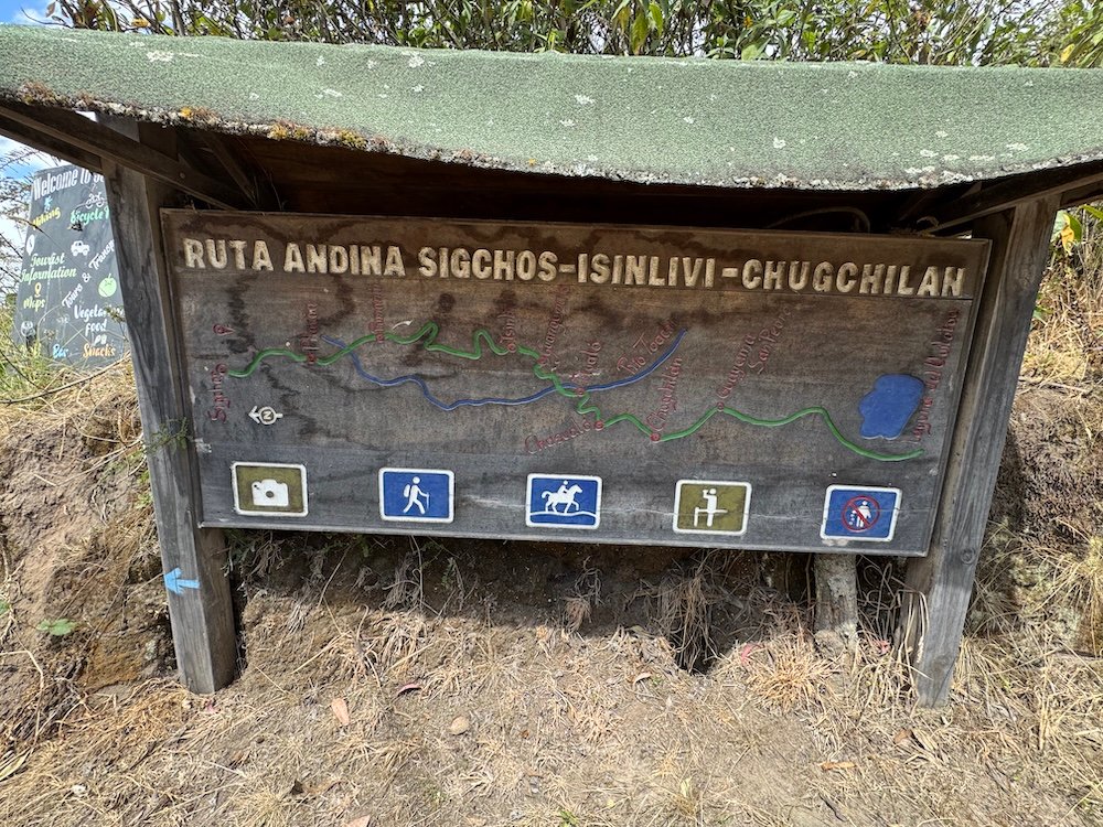 Sign depicting the Quilotoa Loop from Sigchos to Quilotoa