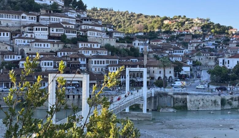 White buildings on a hill in Berat, Albania