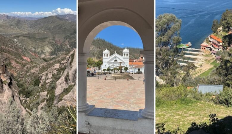 Series of photos of Bolivia including the Maragua Crater, a monastery in Sucre, and Isla del Sol