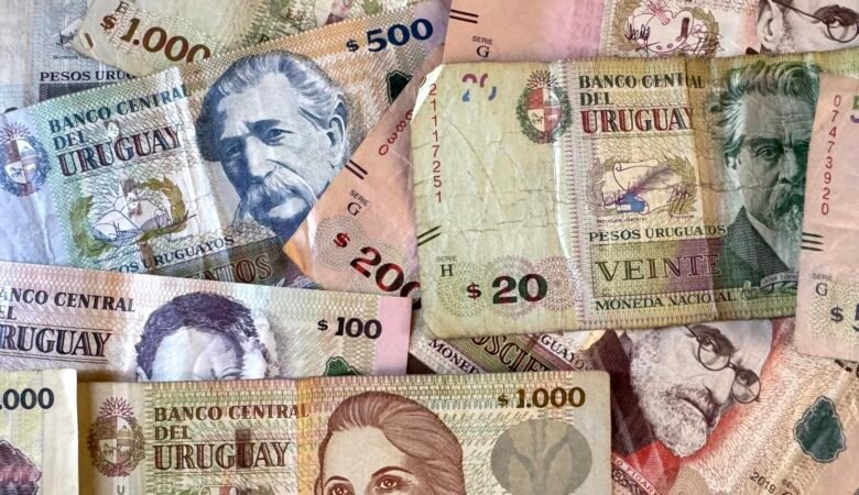 Pile of Uruguay paper currency