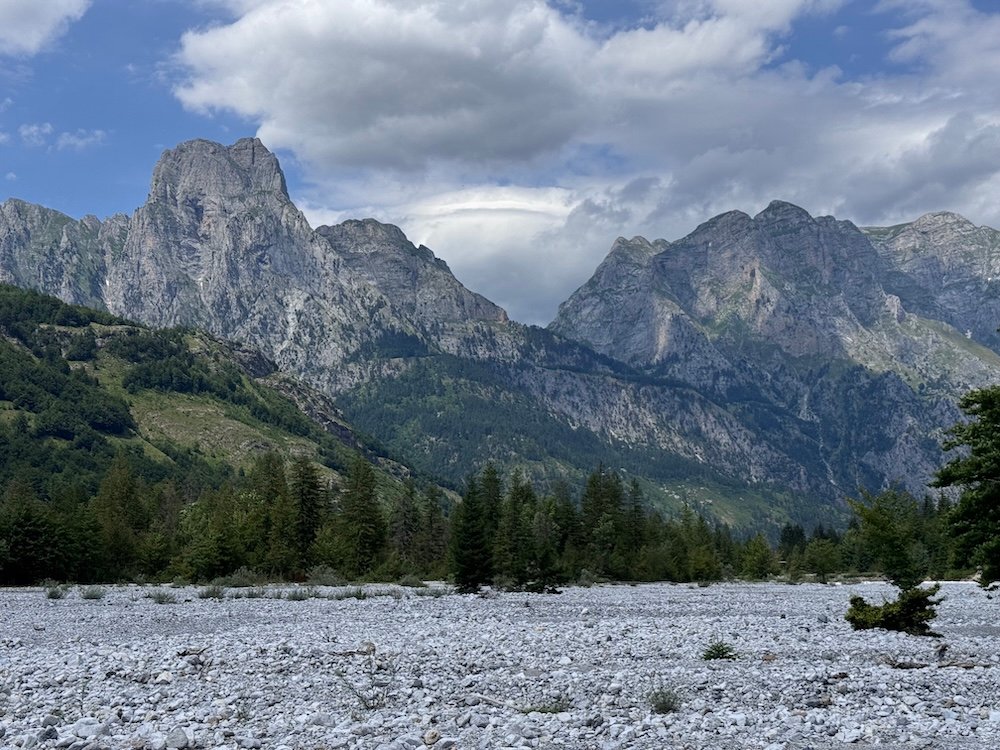 Gravel field at the start of the Valbona to Theth hike