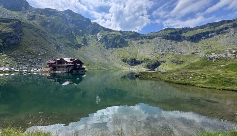 Balea Lake surrounded by mountains