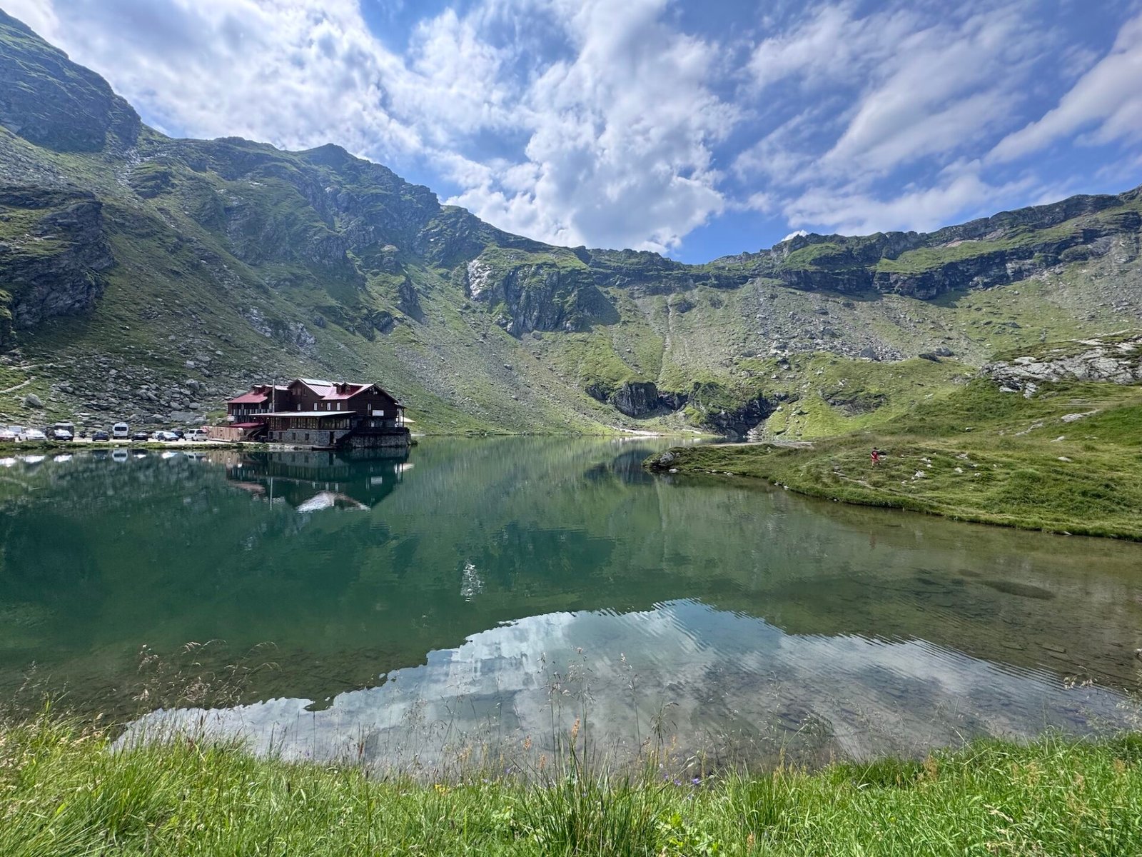 Balea Lake surrounded by mountains