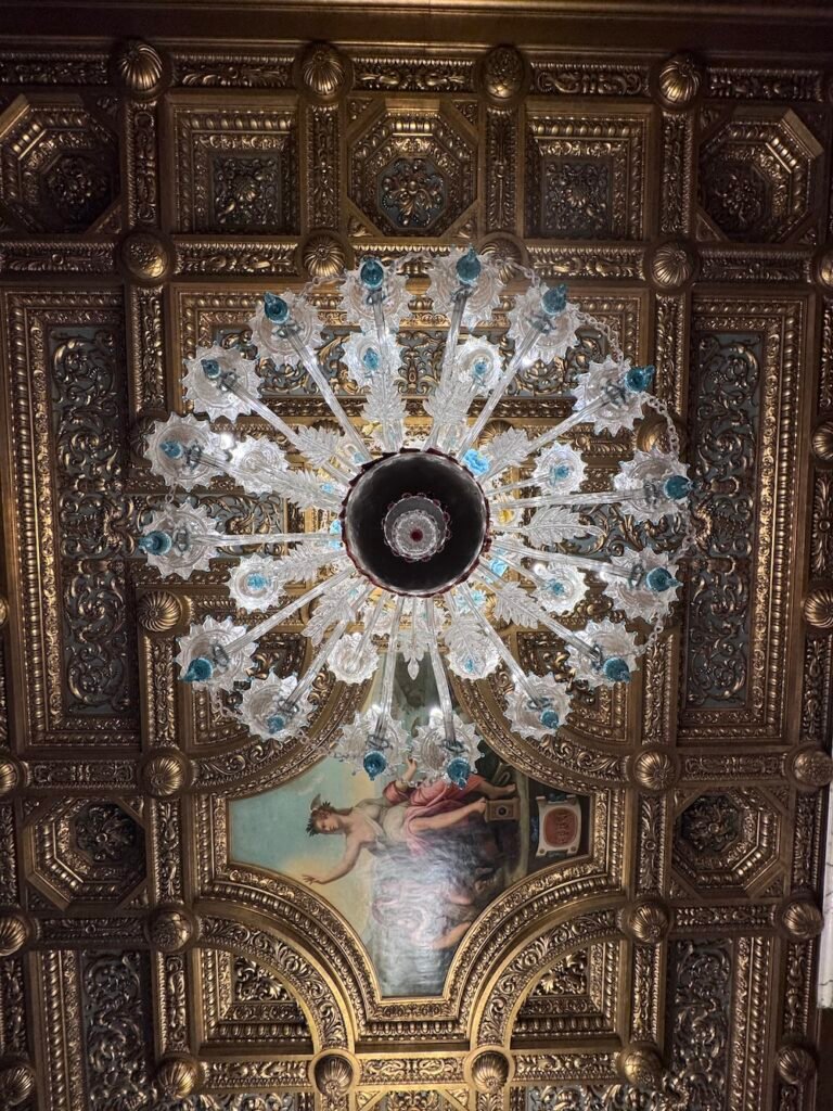 Chandelier and Ceiling at Peles Castle