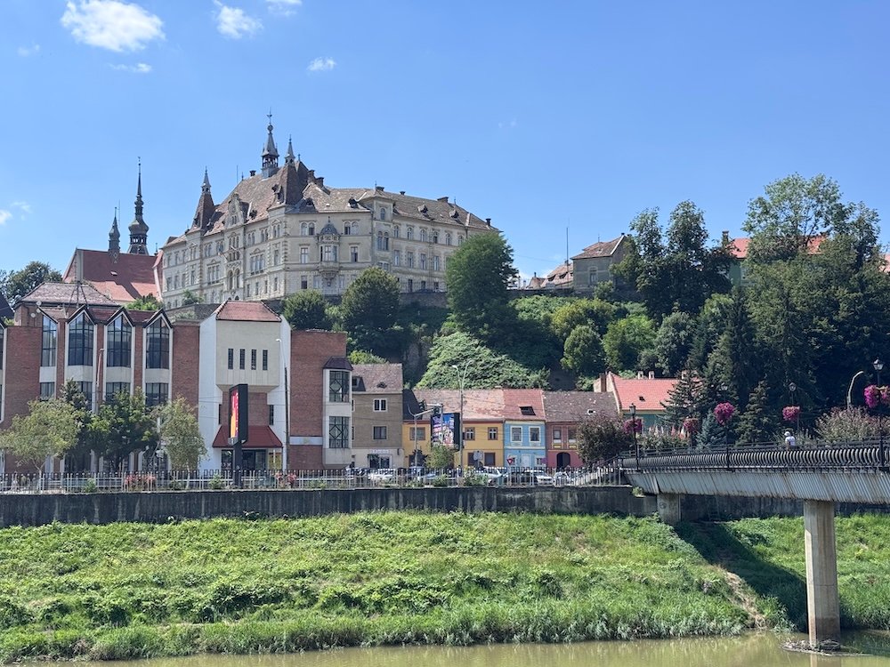 Looking up at the Citadel in Sighisoara, Romania